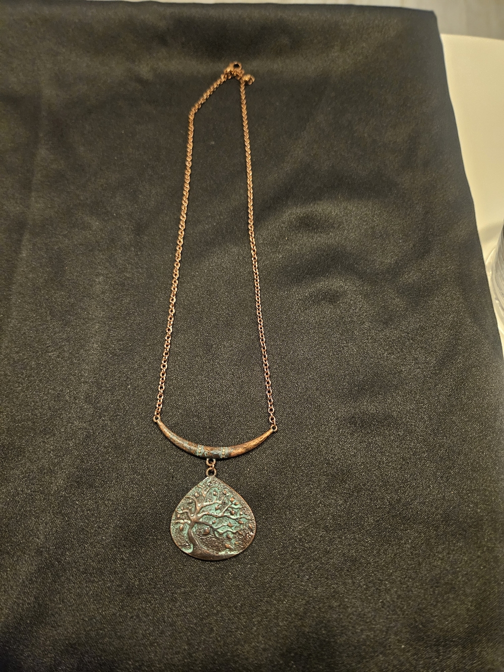 Antique Copper Tree of Life Pendant Necklace - Green Patina